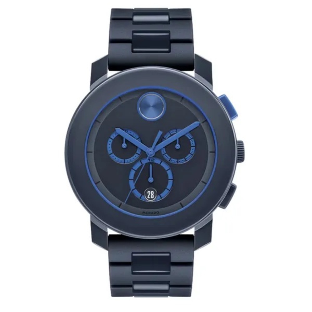 Like new movado bold chronograph 43.5mm navy blue dial men’s watch 3600270